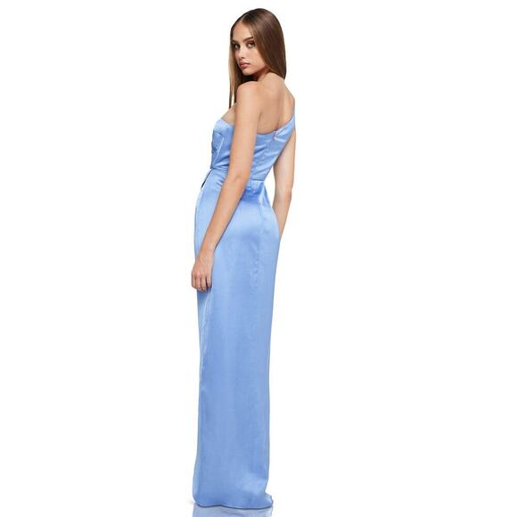 NWT Nookie Virtue Satin One Shoulder Gown Women's Periwinkle Size Medium - Picture 2 of 8